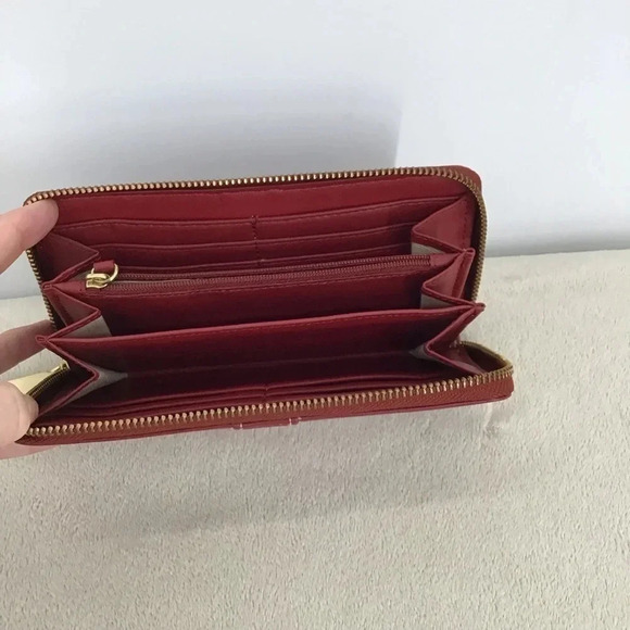 Talbots Women’s Leather Continental Long Zip Wallet Red - Picture 5 of 5